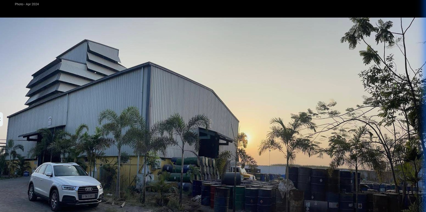 Industrial manufacturing shed, bulk chemical holding tanks and drum yard at Sri Chementor facility